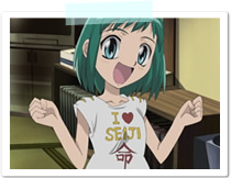 Midori in her I Love Seiji (for Life) Shirt